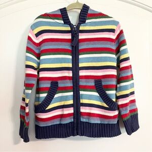 Y2K Gap Factory Store 100% Cotton Sweater Striped Cardigan Hooded Full Zip Sz 4